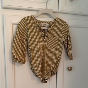 Brown Gingham Button-Up Baby Bodysuit